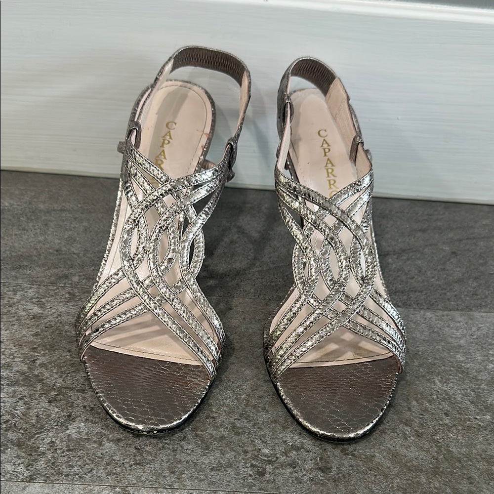 Caparros Pewter Strappy Heels for Formal Occasion